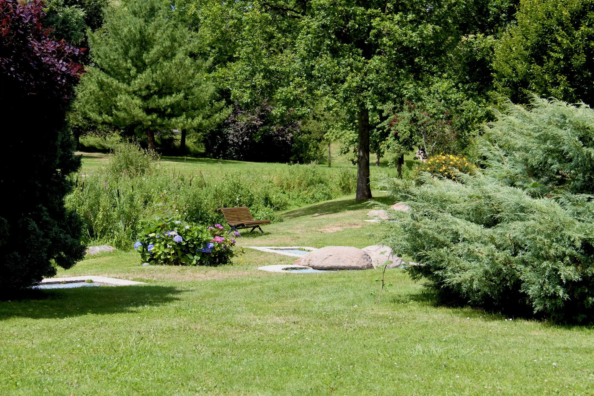 Lagon avec paysage verdoyant